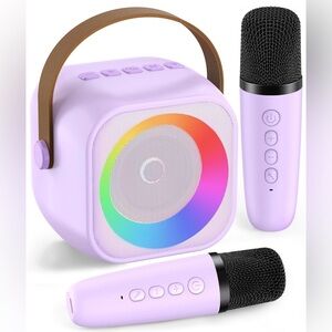 Karaoke Machine, Portable Bluetooth Speaker with Wireless Microphone,Purple -NWT